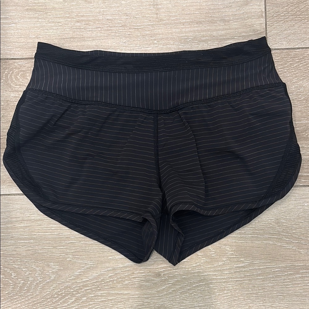 Lululemon Athletica size 2 Black Striped Athletic Shorts EUC.